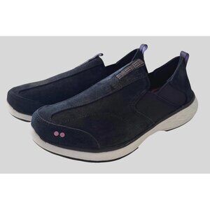 Ryka Terrie Suede Slip On Size 6W Women's Black NWB Sneaker